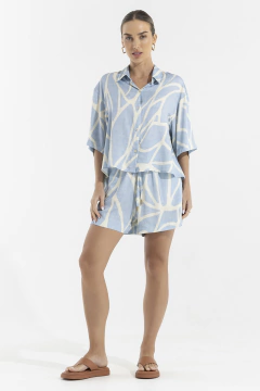 Camisa Manga Curta Tramas Azul (2132) na internet
