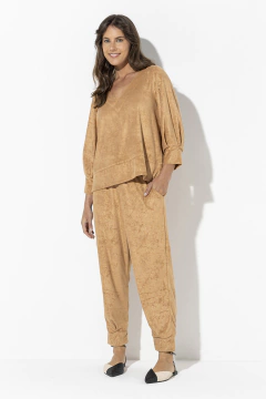 Calça Jogger Punho Atoalhada Amendoa (208414) - Touch Me