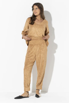 Blusa 7/8 Decote V Atoalhada Amêndoa (208214) - comprar online