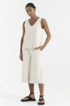 Calça Pantacourt Recortes Montaria Luxury Natural (2155)