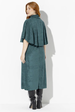 Vestido Evase Midi Pelerine Atoalhado Esmeralda (208642)