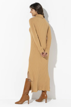 Vestido Longo Gola Canelado Camel (207749) - comprar online