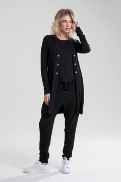 Cardigan Canelado Tricot Preto (2021.02)