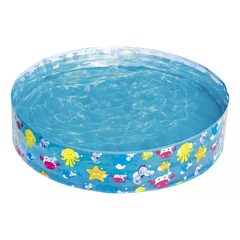 Pileta Redondo Bestway Infantil 55028 Animales Marinos 277 Litros Celeste 122 x 25 cm