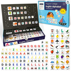 Juego De Letras E Imágenes Magnéticas En Ingles 156 pz