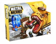 Pista Metal Machine T-Rex Attack Doble giro con auto