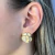 Brinco Flor Madrepérola Zircônia Central Banhado em Ouro 18k - comprar online