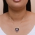 Colar Coração Cores Grande Borda Cravejada Banhado em Ouro 18k