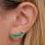 Brinco Mini Ear Cuff Gotas Cor Turmalina Banhado em Ouro 18k