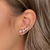 Brinco Ear Cuff com pedras Rosa Quartzo Banhado em Ouro 18k