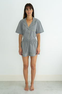Conjunto Pijama Corto Biarritz Gris y Beige - comprar online