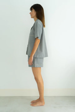 Conjunto Pijama Corto Biarritz Gris y Beige - tienda online
