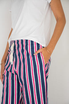 Pantalón Algodón Adulto Lourmarin Azul y Fucsia Unisex - La Couture