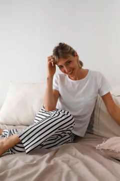 Pantalón Algodón Adulto Lourmarin Blanco y Negro Unisex