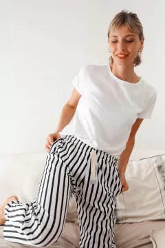 Pantalón Algodón Adulto Lourmarin Blanco y Negro Unisex en internet