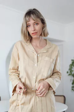 Conjunto Pijama Largo Mujer Lapopie Beige en internet