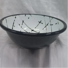 Bowls enlozado blanco manchado x 20 cm