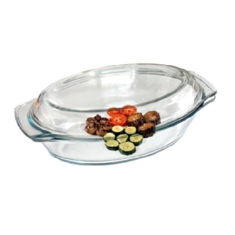 Fuente oval con tapa de vidrio templado 28x17 cm