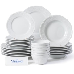 Juego de platos Mozart Verbano x 24 unidades (6 playo. 6 postre. 6 hondo. 6 compoteras) - comprar online