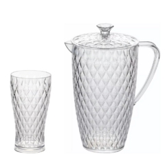 Set Jarra 2 L. y 6 Vasos 500 cc. Labrados Glamour Acrílico - tienda online