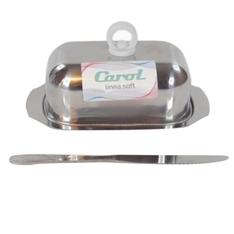 Mantequera de acero inoxidable con untador Carol
