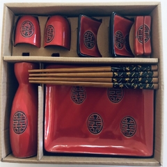 Set sushi 11 piezas Rojo con detalle