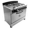 Cocina 4 hornallas, plancha bifera y tostador - rejillas fundición o alambre puerta ciega - comprar online