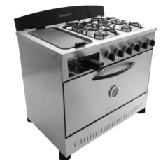 Cocina 4 hornallas, plancha bifera y tostador - rejillas fundición o alambre puerta ciega - comprar online