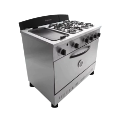 Cocina 4 hornallas y plancha bifera - rejillas fundición o alambre puerta ciega