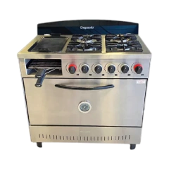 Cocina 4 hornallas, plancha bifera y tostador - rejillas fundición o alambre puerta ciega - tienda online