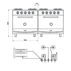 Cocina 8 hornallas con doble horno rejilla fundición puerta ciega -línea pesada- - Bazar Rosemblit