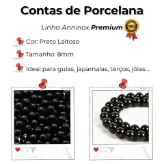 Contas de Porcelana 8mm - Pacote 100 Peças - ANNINOX