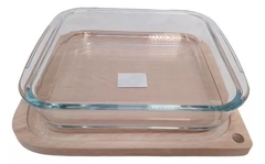 Asadera 29.6x17x4.5 Cm Vidrio Templado Con Tabla De Maderac carol - comprar online