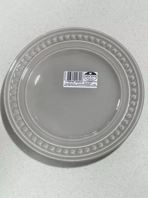 PLATO POSTRE POINTS GRIS X6
