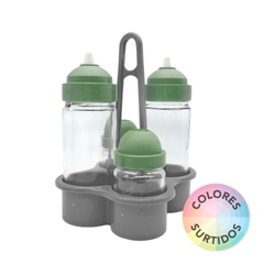 Set Condimentero Ensalada 4 Piezas Vidrio Con Base | Daysal