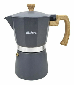 CAFETERA ALUMINIO HUDSON GRIS ESTILO ITALIANA 9 TAZAS