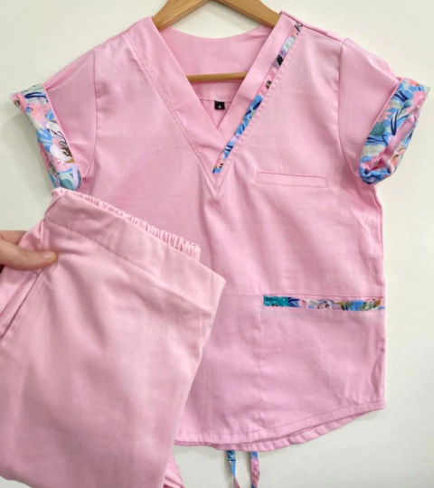 Ambo Delfi spandex rosa con estampado - comprar online