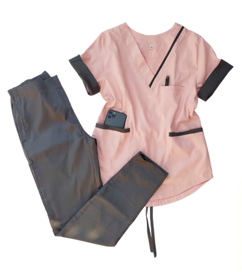 Ambo delfi spandex rosa con Gris y pantalon Gris - comprar online