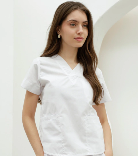 Ambo Delfi blanco liso pantalón recto Arciel - comprar online