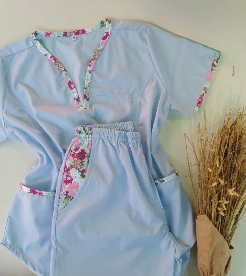 Ambo anto arciel Celeste con vivos flores - comprar online