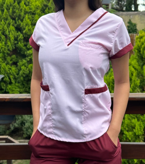 Ambo delfi Rosa claro con bordó pantalón bordó - comprar online