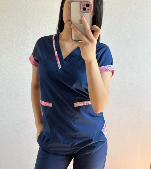 Ambo delfi azul con estampado flores arciel - comprar online