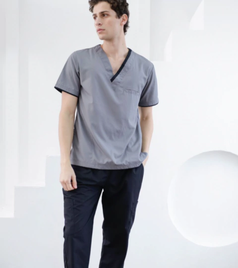 Ambo Milán hombre arciel gris. Pantalón negro - comprar online