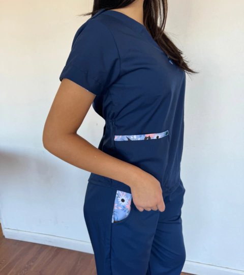 Ambo Delfi azul con estampado lila arciel - comprar online