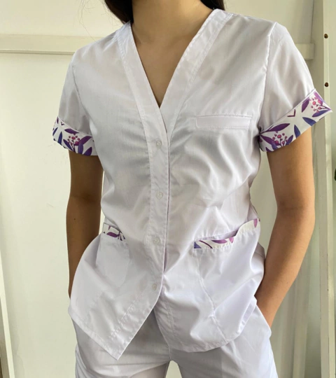 Ambo Mía blanco con vivos - comprar online