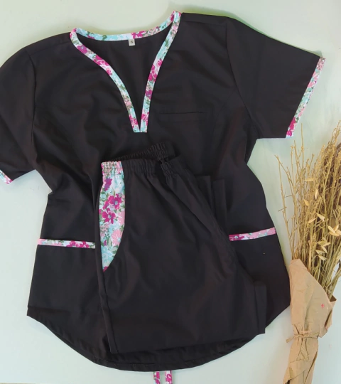 Ambo anto arciel negro con vivos flores - comprar online