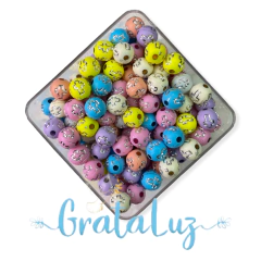 Bolinha Colorida com Cruz Prata - 8mm - 10 Gramas