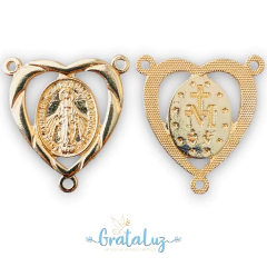 Entremeio Nossa Senhora das Graças (coração) - Dourado Light - Grata Luz - Artigos Religiosos criativos