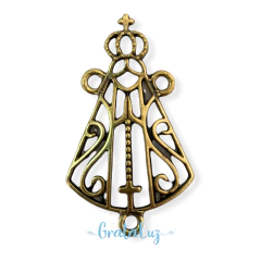 Entremeio 3 pontas Mãe Aparecida 40mm - Ouro Velho