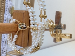 Kit Iniciante - Material para Terço de Santo Antônio dourado - Grata Luz - Artigos Religiosos criativos